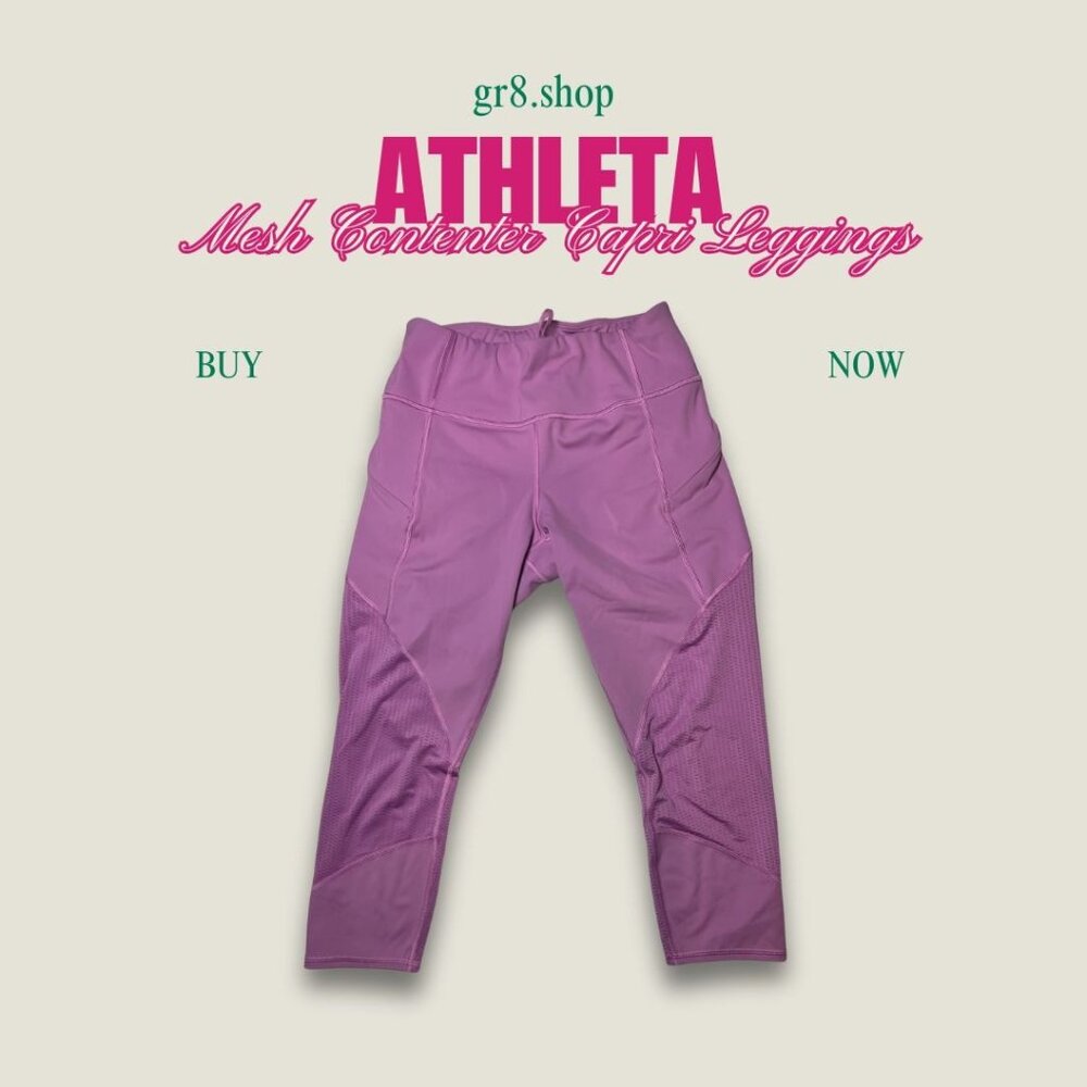 Athleta Mesh Contender Capri Leggings Small Activewear Stretch Purple